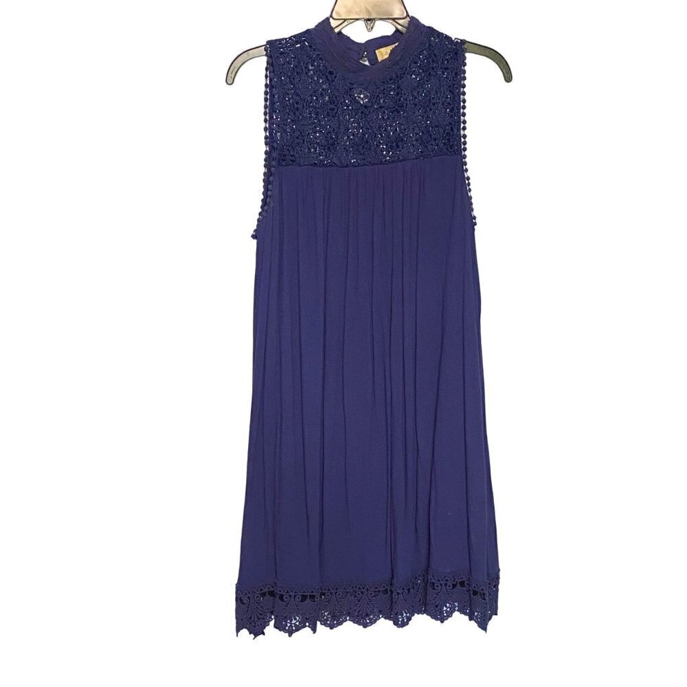 Alter'd State Navy Swing Dress with Crocheted‎ Neckline and Hem Size Medium